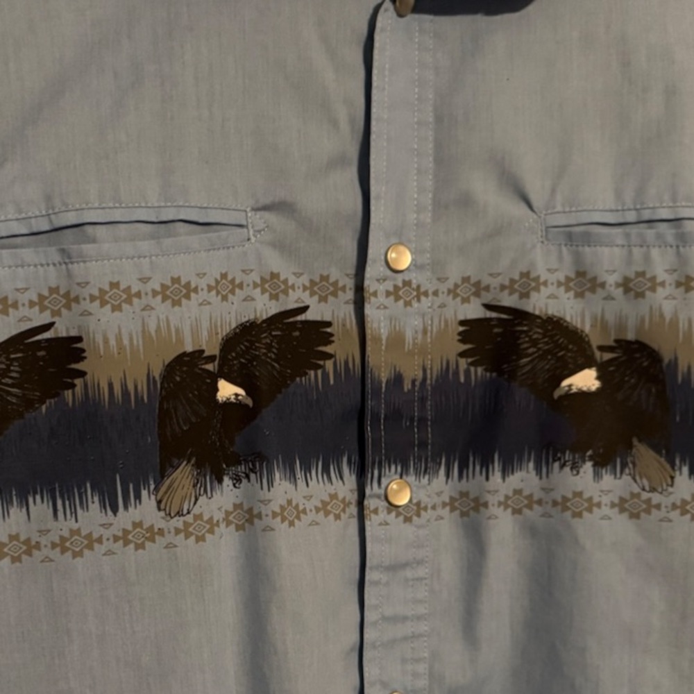 Men’s High Noon Western Shirt Men’s L Eagle‎ Cowboy Pearl Snap - Picture 3 of 5
